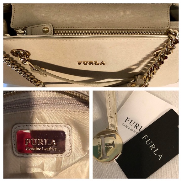 FURLA Julia Cream Beige Leather Tote Shoulder Bag - Picture 5 of 7